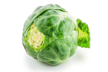 Fototapeta premium A close-up shot of a head of cabbage on a white surface