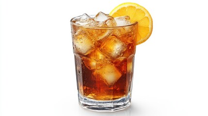 Iced tea glass clipart, element, 3D illustration, realistic, isolated on white background