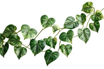 Heart shaped devils ivy on white background with clipping path.
