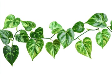Heart shaped devils ivy on white background with clipping path.