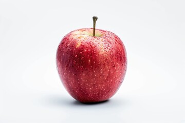 A single red apple placed on a clean white background