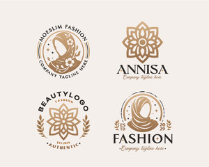 Beauty elegant hijab arabic woman logo design for business company