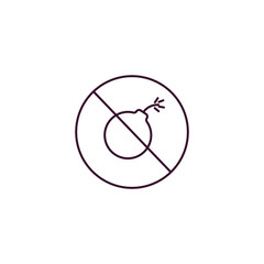no bombs outline icon. Linear vector from traffic signs concept. Thin line no bombs icon isolated on white background