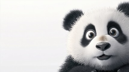 Obraz premium Shocked panda with big eyes isolated on white background for spring-themed designs