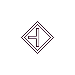 side road sign outline icon. Linear vector from traffic signs concept. Thin line side road sign icon isolated on white background