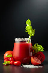 Tomato juice with celery, fresh tomatoes, and sea salt.