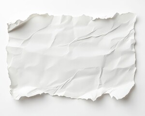 Obraz premium Piece of torn white paper isolated on white background, rough texture edges