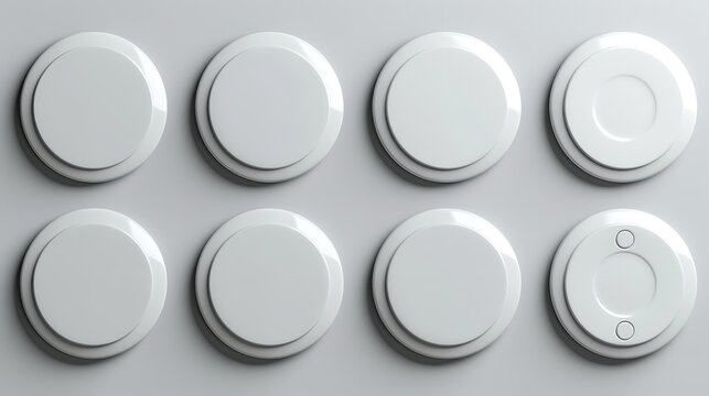 Buttons for User Interface Simple Circle 3D Modern Design