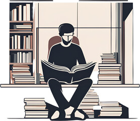 책을 읽는 사람의 평온하고 여유로운 독서 장면