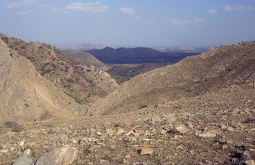 the Landscape of the Desert of Thar near the Town of Jaisalmer in the Province of Rajasthan in India.  India, Jaisalmer, January, 1998