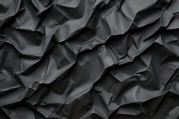 Obraz premium Black crumpled plastic texture, distressed poster surface, rough texture of the material.