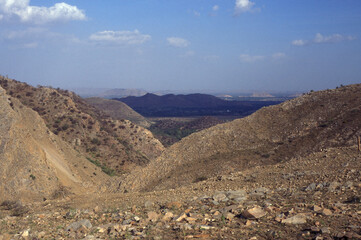 the Landscape of the Desert of Thar near the Town of Jaisalmer in the Province of Rajasthan in India.  India, Jaisalmer, January, 1998