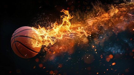 Obraz premium A basketball ball surrounded by flames