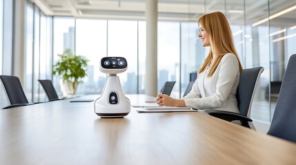 Futuristic Telepresence Robot Participating in Corporate Meeting