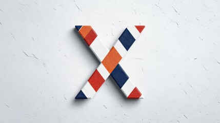 Colorful geometrical design featuring a bold letter X on a textured background, perfect for creative projects and branding, Cross mark
