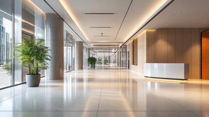Obraz premium Blur background of a modern office lobby