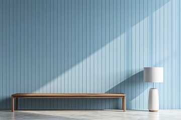 Obraz premium Minimalist Interior with Wooden Bench and Floor Lamp