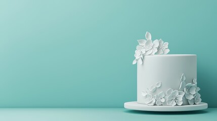 3D cake with intricate icing designs on soft background