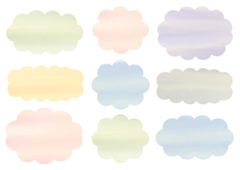 水彩風　シンプル　フレーム　ふきだし　セット