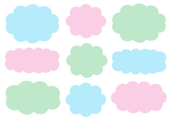 雲形　シンプル　水色　ふきだし　セット