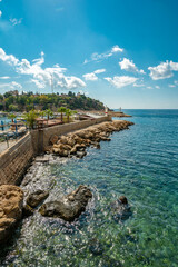Obraz premium View of the Old Town Antalya Marina and tour boats in Kaleici