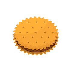 Round cookie with brown filling and brown spots illustration suitable for food blogs, bakery websites, dessert recipes, and culinary design projects