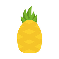 Pineapple illustration with green leaves on a white background suitable for tropical themed designs, food and beverage promotions, or summer graphics
