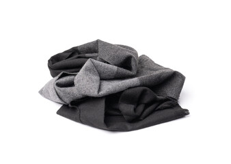 Scarf Isolated, Warm Gray Neckerchief, Autumn Shawl, Single Wool Scarf on White Background