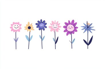 Fun cartoon chamomile flower in trendy retro trippy y2k style.