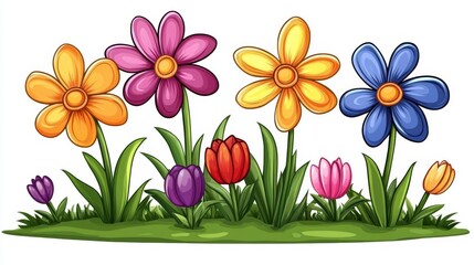 A colorful flower background on a garden of different types of flowers