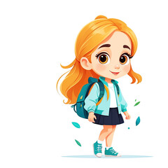 Cartoon character design of a young girl