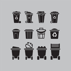 Waste Containers Set Vector 