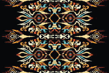 Motifs African boho paisley Floral Ikat pattern embroidery border. Ethnic ikat floral Ethnic Indian Pattern Ikat pattern Ethnic Pattern.Border indian floral Aztec embroidery border seamless patterns.