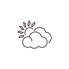 clouds and sun outline icon. Linear vector from weather concept. Thin line clouds and sun icon isolated on white background