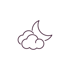 cloudy night outline icon. Linear vector from weather concept. Thin line cloudy night icon isolated on white background
