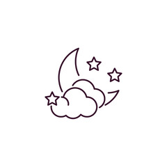starry night outline icon. Linear vector from weather concept. Thin line starry night icon isolated on white background