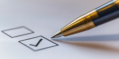 Close-Up of Pen Marking an "X" on Voting Ballot