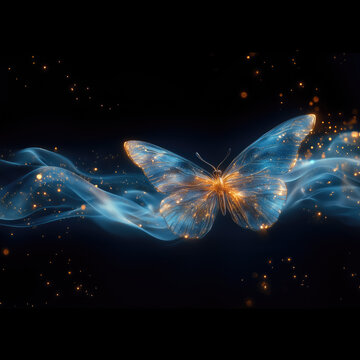 Mariposa ondas aleteando volar, imaginaci&oacute;n, fantas&iacute;a, arte musical, hilo, elegante, chic, delicado, suave, m&iacute;stico, relajaci&oacute;n, espacio, spa, fondo o cubierta &aacute;lbum, ritmo, noche, banda sonora