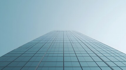 A Low-Angle View of a Modern Glass Skyscraper