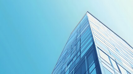 Obraz premium A Modern Glass Skyscraper Against a Clear Blue Sky