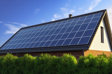 Fototapeta premium Solar panels on the roof of a house