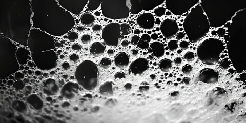 Elegant black and white background with contrasting soap bubbles, creating intricate foam texture, perfect for design and decoration, new beautiful stock image illustration AI