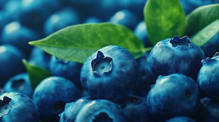 Obraz premium The Blueberries with Fresh Leaves