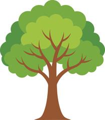 Illustration green tree plant flat art design