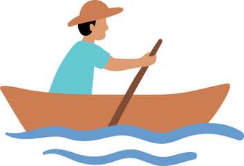 Man Boating Flat Icon