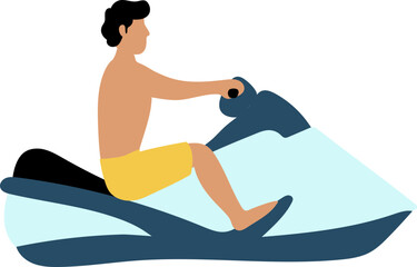 Fototapeta premium Man Jetskiing Flat Icon