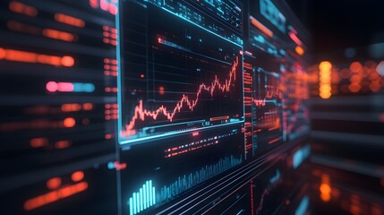 Fototapeta premium ホログラフィック株価チャート