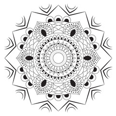 Simple circular pattern in the form of a mandala. Henna tattoo mandala. Mehndi style. Decorative pattern in oriental style. Coloring book page.
