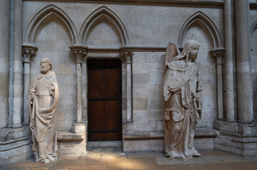 Fototapeta premium Rouen, France, august 2024, Interior of Rouen Notre-Dame Cathedral, Statues High quality photo