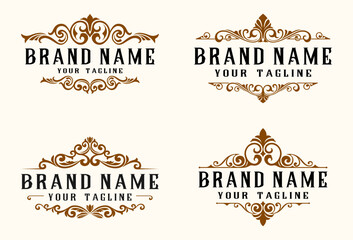 Vintage luxury logo, with decorative frame invitation label design, Business sign, monogram identity design for restaurants, boutiques and hotels